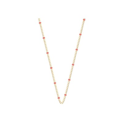 Collier Les Cadettes Chaine Bille Coloree finition dorée et laque corail