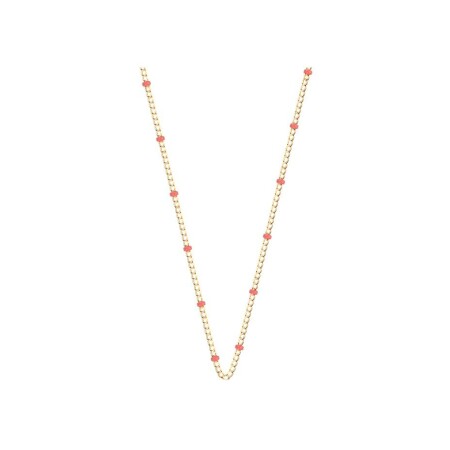 Collier Les Cadettes Chaine Bille Coloree finition dorée et laque corail