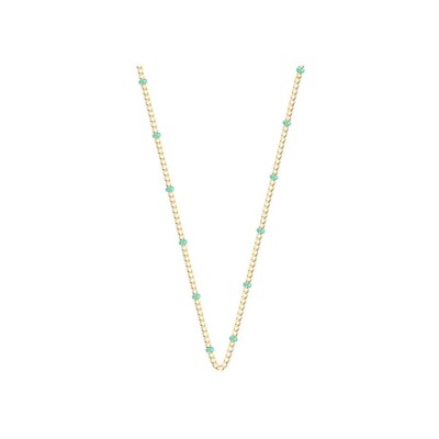 Collier Les Cadettes Chaine Bille Coloree finition dorée et laque vert d'eau