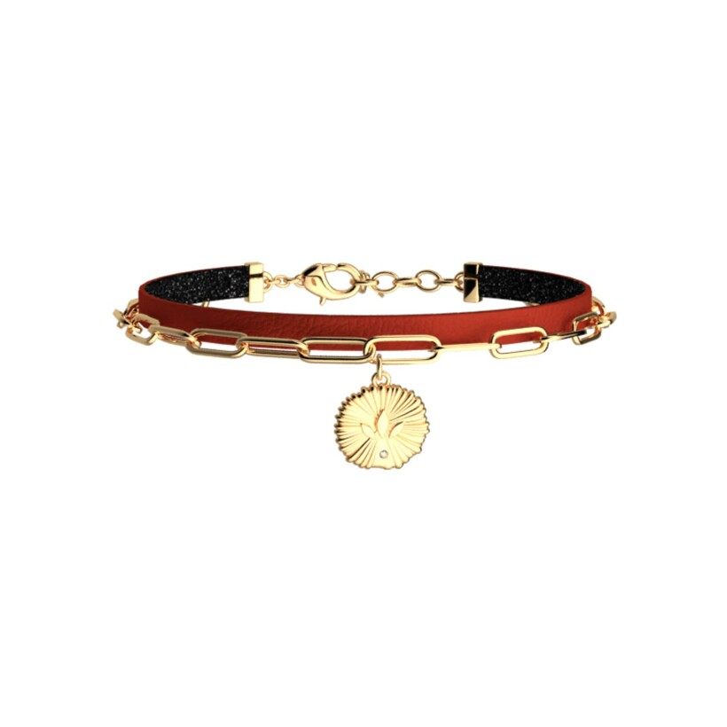 Bracelet Les Cadettes Multi-Rang Lotus Pampille, finition dorée et oxydes de zirconium, taille S