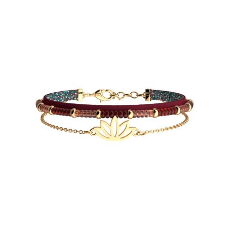 Bracelet Les Cadettes Multi-Rang Lotus, finition dorée, taille S