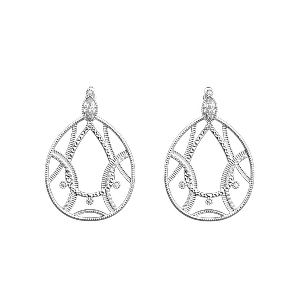 Boucles d'oreilles pendantes Les Georgettes Les Précieuses Sultane, finition argentée, taille S