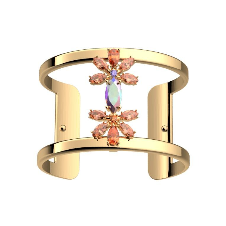 Bracelet manchette Les Georgettes Cristal en laiton finition dorée, 40mm