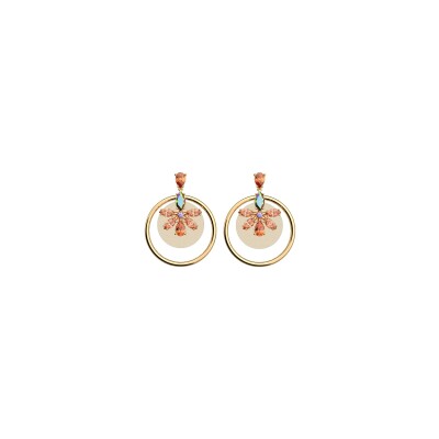 Boucles d'oreilles Les Georgettes Cristal en laiton finition dorée, 25mm