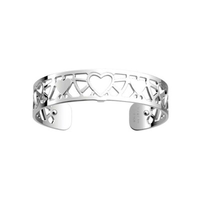 Bracelet manchette Les Georgettes Les Essentielles Cœur, finition argentée, 14mm