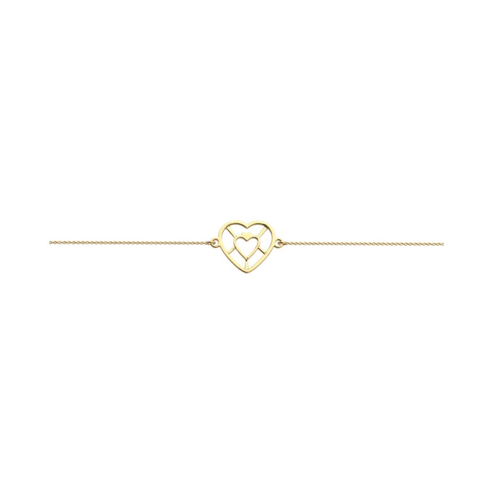 Bracelet Les Georgettes Les Essentielles Cœur, finition dorée, 17mm