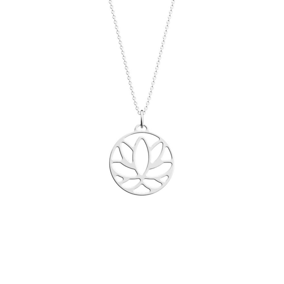 Collier Les Georgettes Les Essentielles Lotus, finition argentée, 50cm