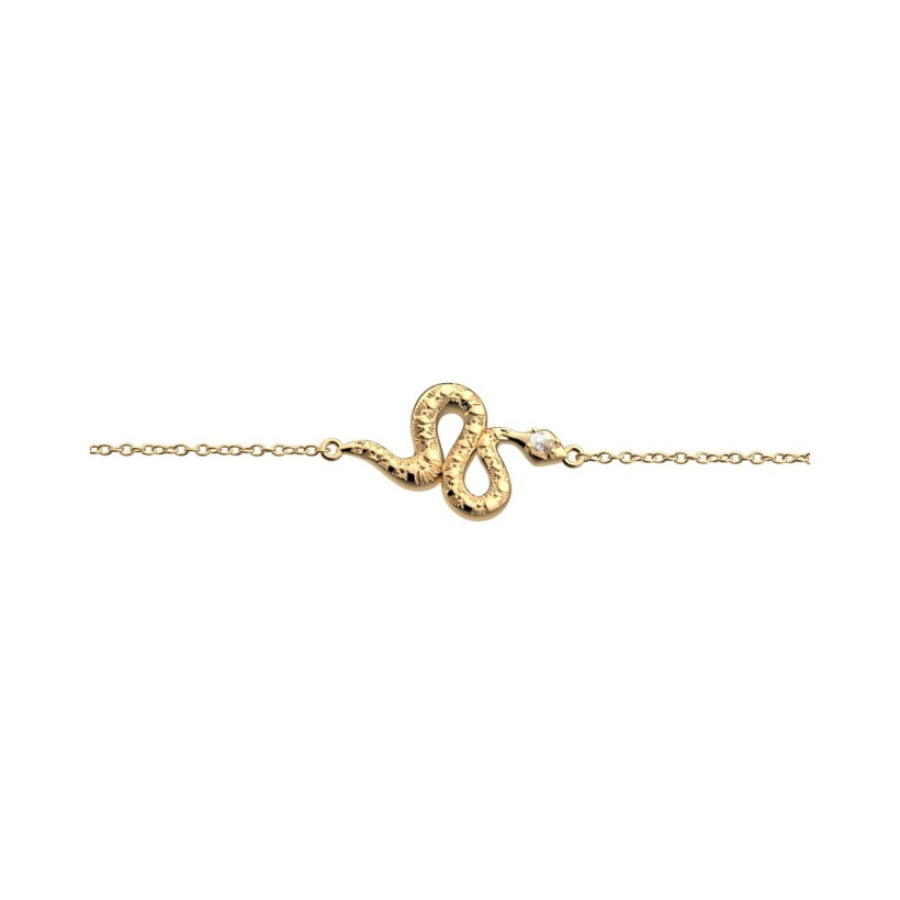 Bracelet Les Georgettes Serpent en laiton finition dorée et oxydes de zirconium, S