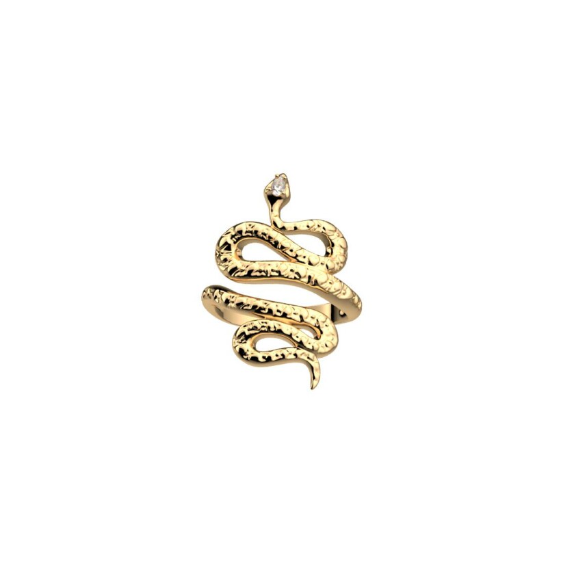 Bague Les Georgettes Serpent en laiton finition dorée et oxydes de zirconium, XL