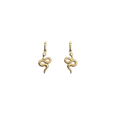 Boucles d'oreilles Les Georgettes Serpent en laiton finition dorée et oxydes de zirconium, 16mm