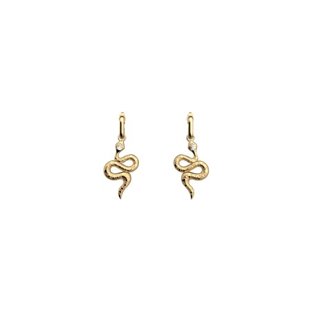 Boucles d'oreilles Les Georgettes Serpent en laiton finition dorée et oxydes de zirconium, 16mm