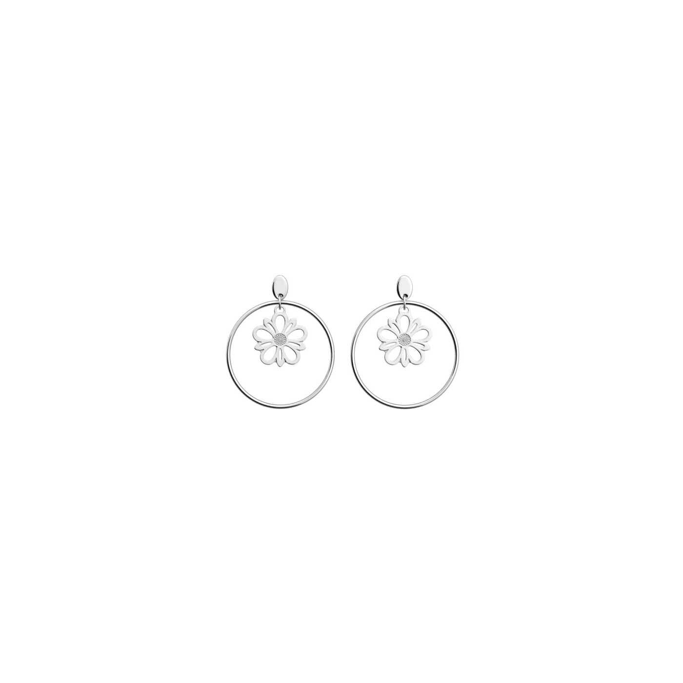 Boucles d'oreilles Les Georgettes Dahlia en laiton finition argentée, 16/32mm