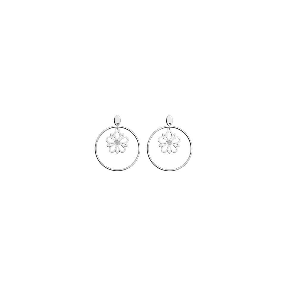 Boucles d'oreilles Les Georgettes Dahlia en laiton finition argentée, 16/32mm