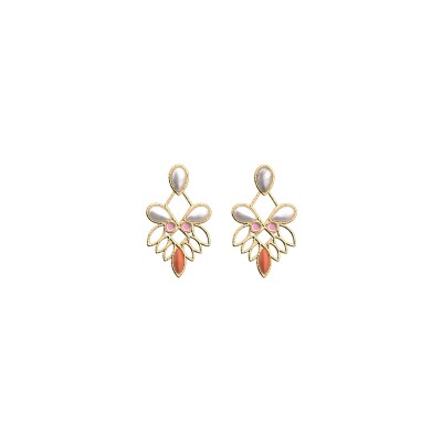 Boucles d'oreilles Les Georgettes Rosace en laiton finition dorée, S