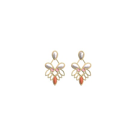 Boucles d'oreilles Les Georgettes Rosace en laiton finition dorée, S