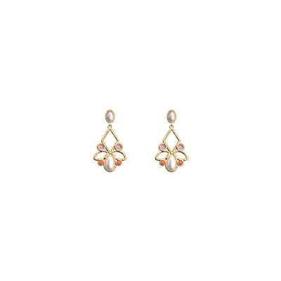 Boucles d'oreilles Les Georgettes Rosace en laiton finition dorée, 16mm