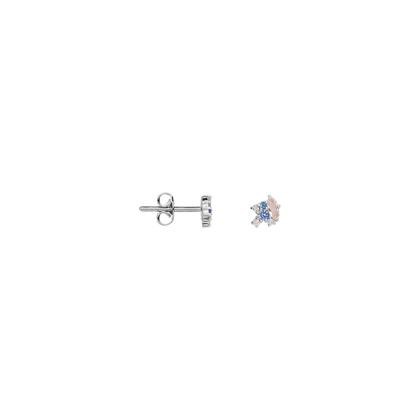 Boucles d'oreilles Saunier en argent et oxydes de zirconium bleus