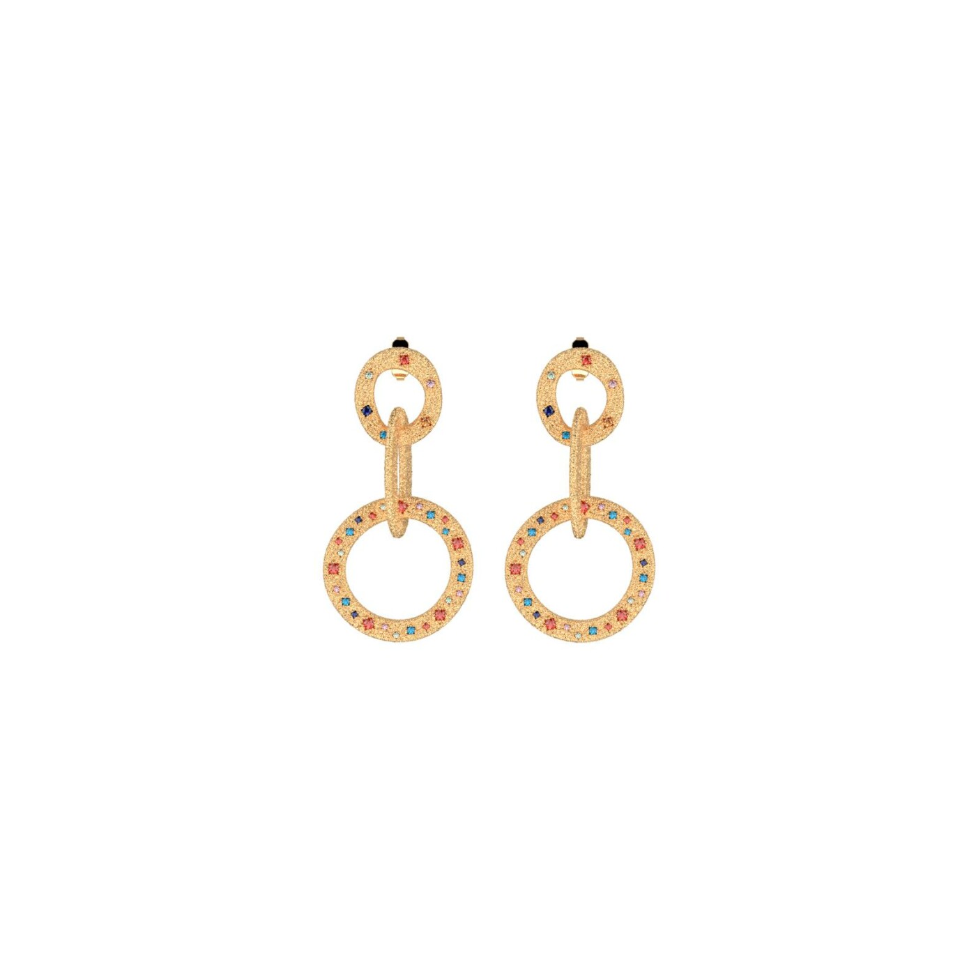 Boucles d'oreilles Les Cadettes Estrella finition dorée et oxydes de zirconium