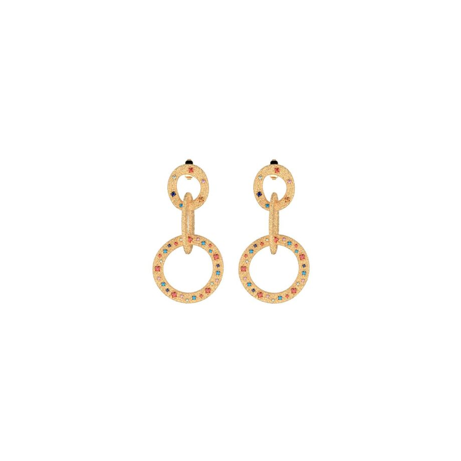 Boucles d'oreilles Les Cadettes Estrella finition dorée et oxydes de zirconium