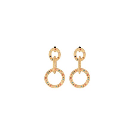 Boucles d'oreilles Les Cadettes Estrella finition dorée et oxydes de zirconium