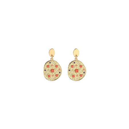 Boucles d'oreilles Les Cadettes Estrella finition dorée et oxydes de zirconium