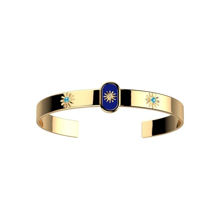 Bracelet Les Cadettes Felicidad finition dorée et laque bleu marine