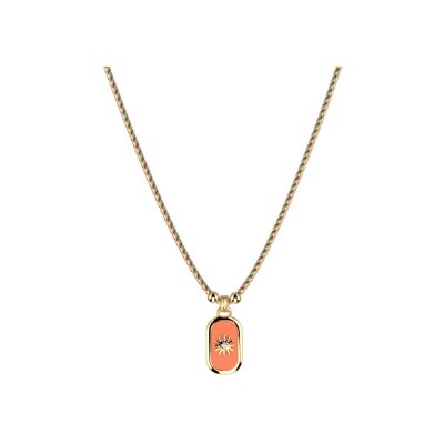 Collier Les Cadettes Felicidad finition dorée et laque corail