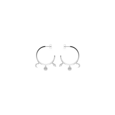 Boucles d'oreilles Les Cadettes Luna finition argentée et laque blanche