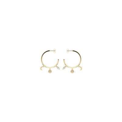 Boucles d'oreilles Les Cadettes Luna finition dorée et laque