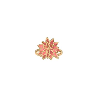 Bague Les Cadettes Coral finition dorée et laque corail, taille M