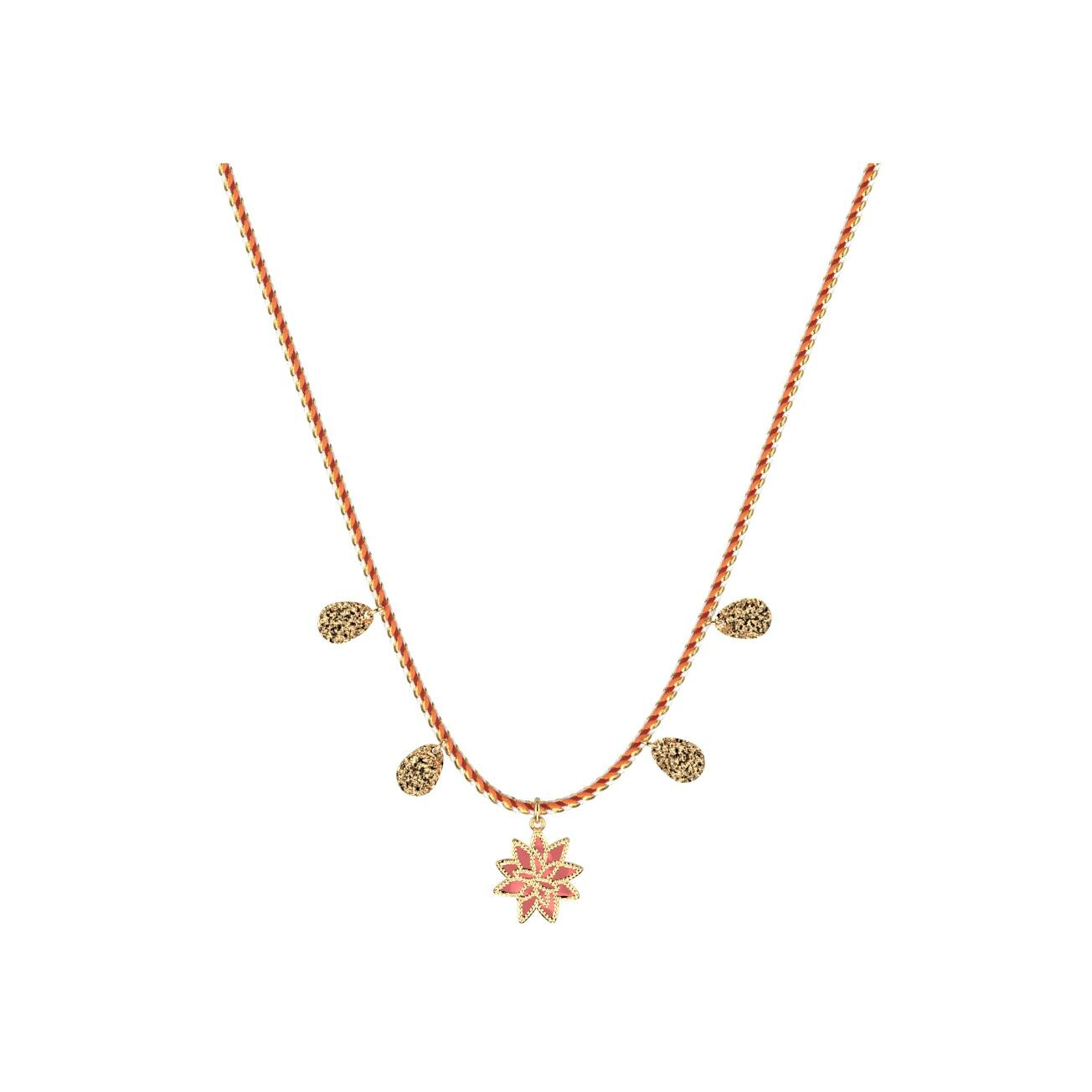 Collier Les Cadettes Coral finition dorée et laque corail