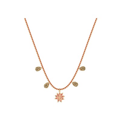 Collier Les Cadettes Coral finition dorée et laque corail