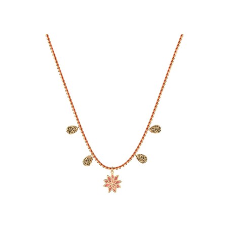 Collier Les Cadettes Coral finition dorée et laque corail