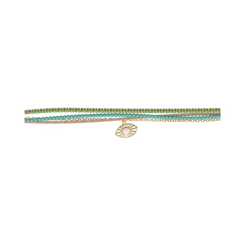 Bracelet Les Cadettes Mia finition dorée et perles turquoises