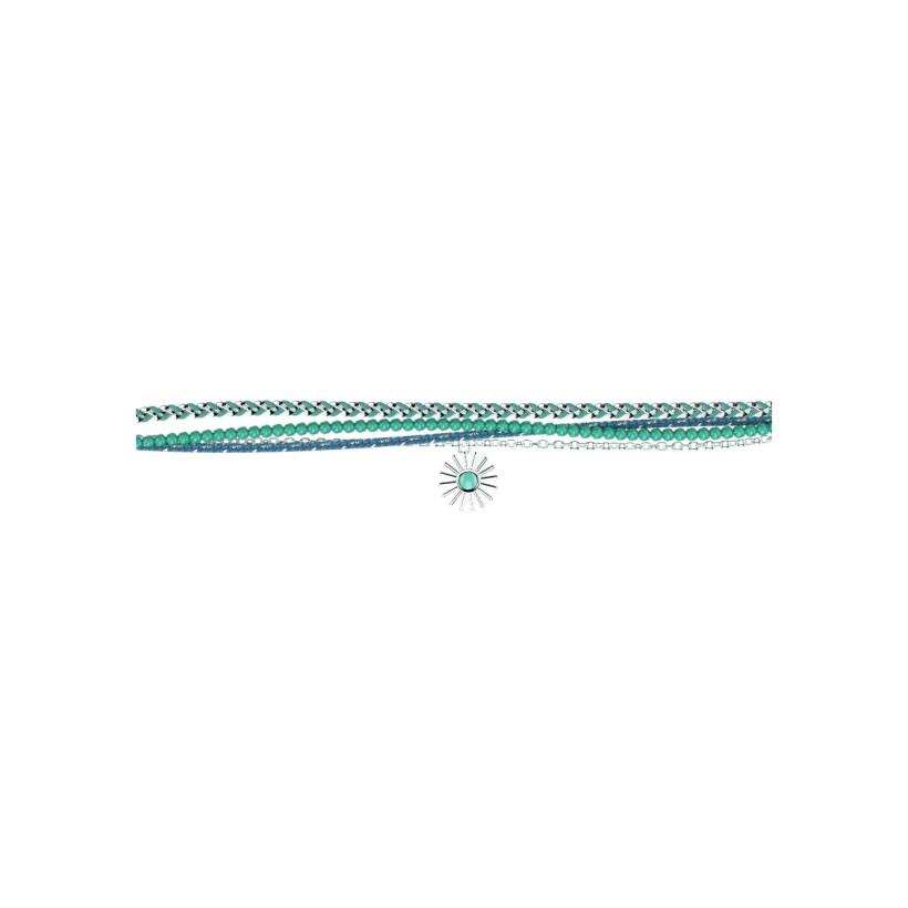 Bracelet Les Cadettes Mia finition argentée et Perles bleu clair