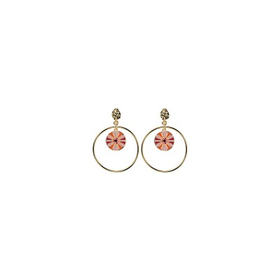 Boucles d'oreilles Les Cadettes Sunrise finition dorée et laque rose