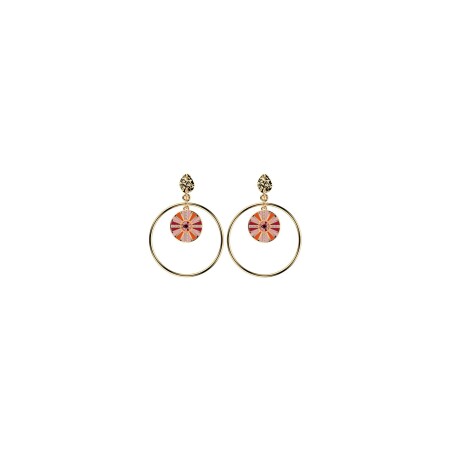 Boucles d'oreilles Les Cadettes Sunrise finition dorée et laque rose