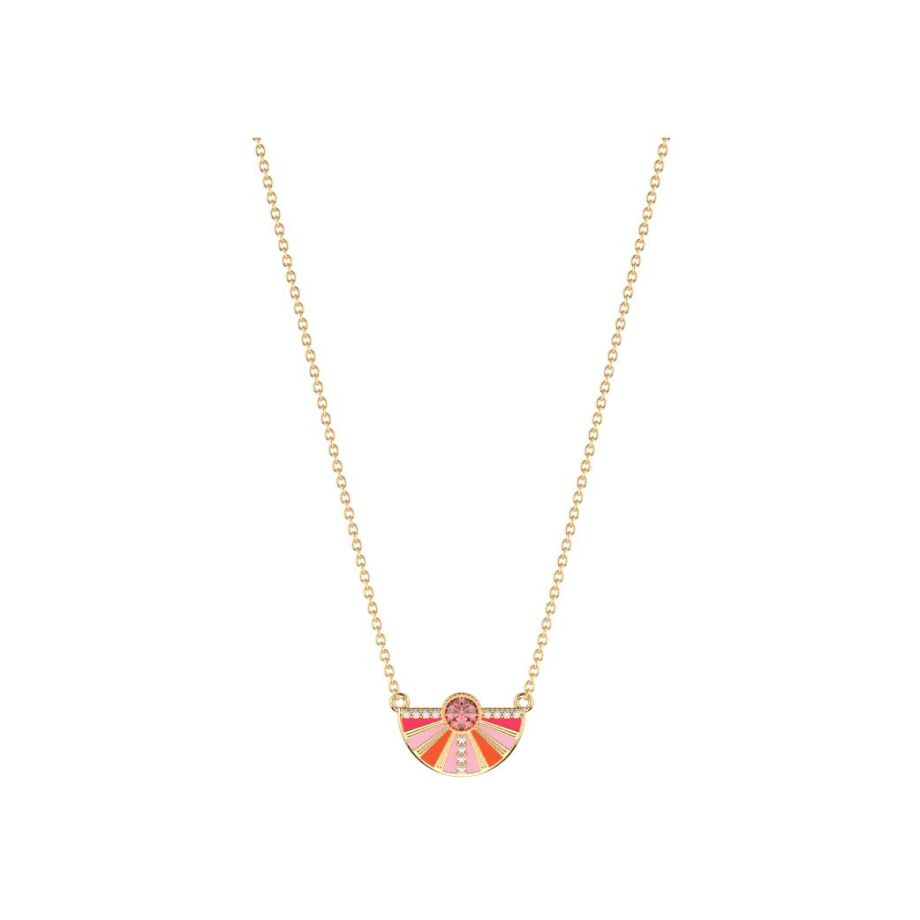 Collier Les Cadettes Sunrise finition dorée, laque et pierres roses