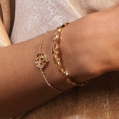 Bracelet Les Georgettes Arbre de Vie en laiton finition dorée