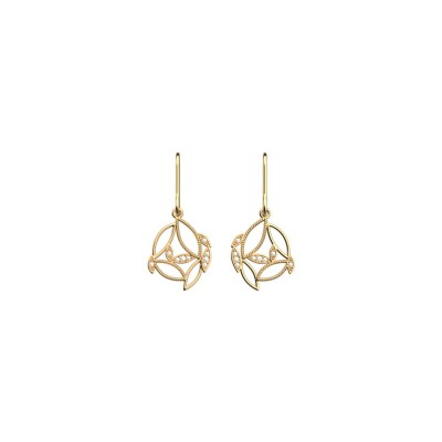 Boucles d'oreilles pendantes Les Georgettes Arbre de Vie en laiton finition dorée, M