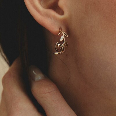 Boucles d'oreilles créoles Les Georgettes Arbre de Vie en laiton finition dorée, M