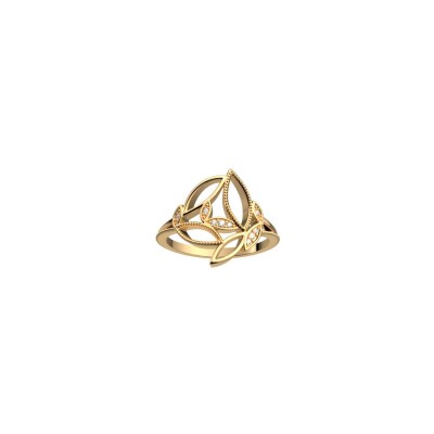 Bague Les Georgettes Arbre de Vie en laiton finition dorée, S, taille 54