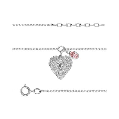 Bracelet Saunier en argent et oxyde de zirconium rose