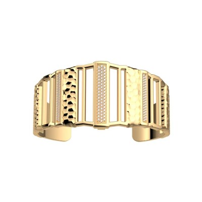 Bracelet manchette Les Georgettes Merveille en laiton finition dorée et oxydes de zirconium, 30mm