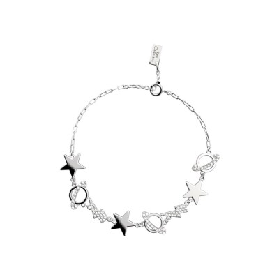 Bracelet chaîne Les Cadettes Cosmos en laiton finition argentée et oxydes de zirconium