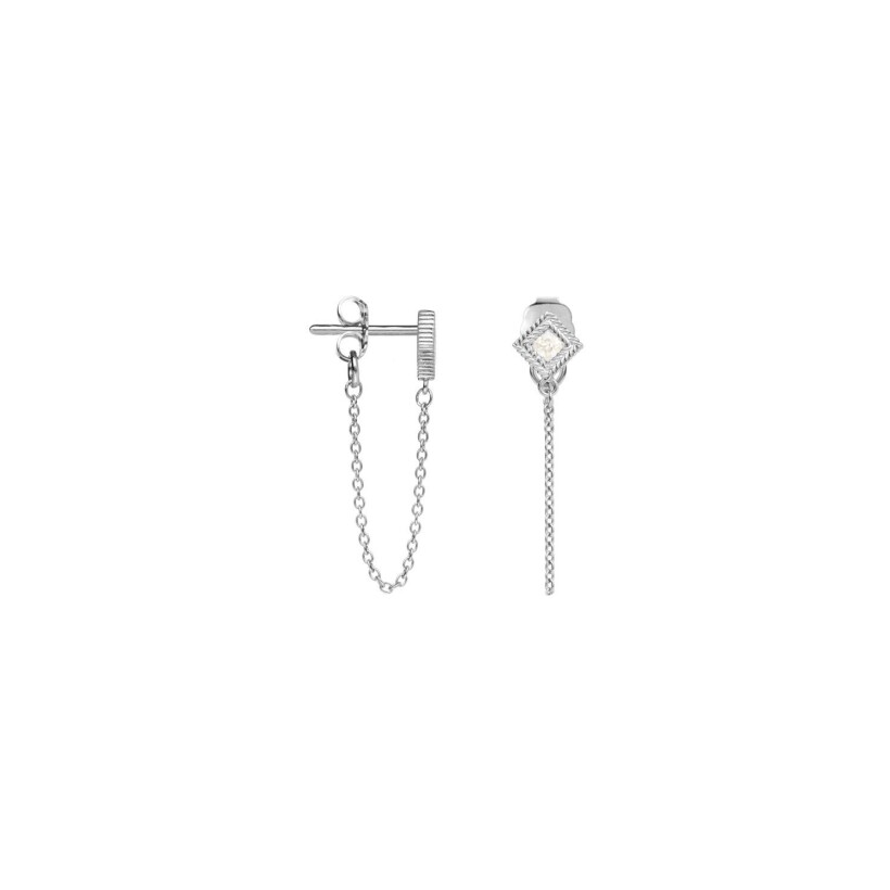 Boucles d'oreilles Saunier en argent et oxydes de zirconium