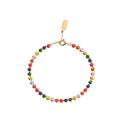 Bracelet chaîne Les Cadettes Rainbow en laiton finition dorée et oxydes de zirconium