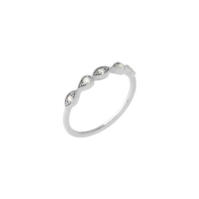 Bague Saunier en argent et oxydes de zirconium, taille 54