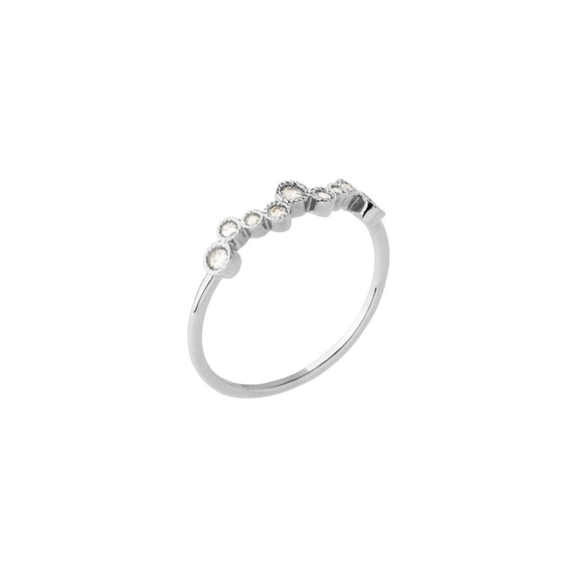 Bague Saunier en argent et oxydes de zirconium, taille 54