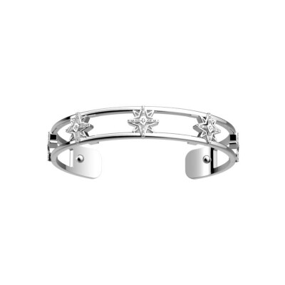 Bracelet manchette Les Georgettes Rose des Vents en laiton finition argentée et oxydes de zirconium